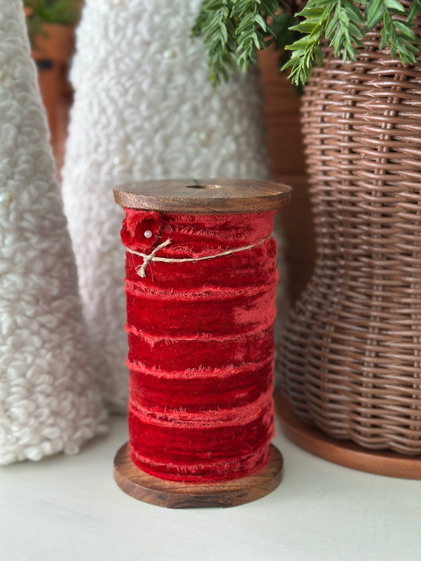 Red Velvet Frayed Spool