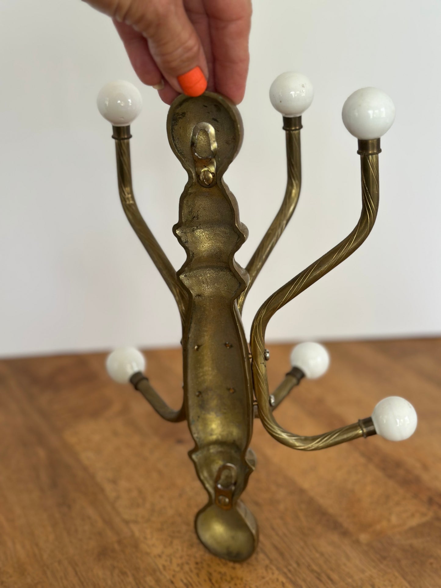 Vintage Brass Wall Mount Coat/Hat Rack