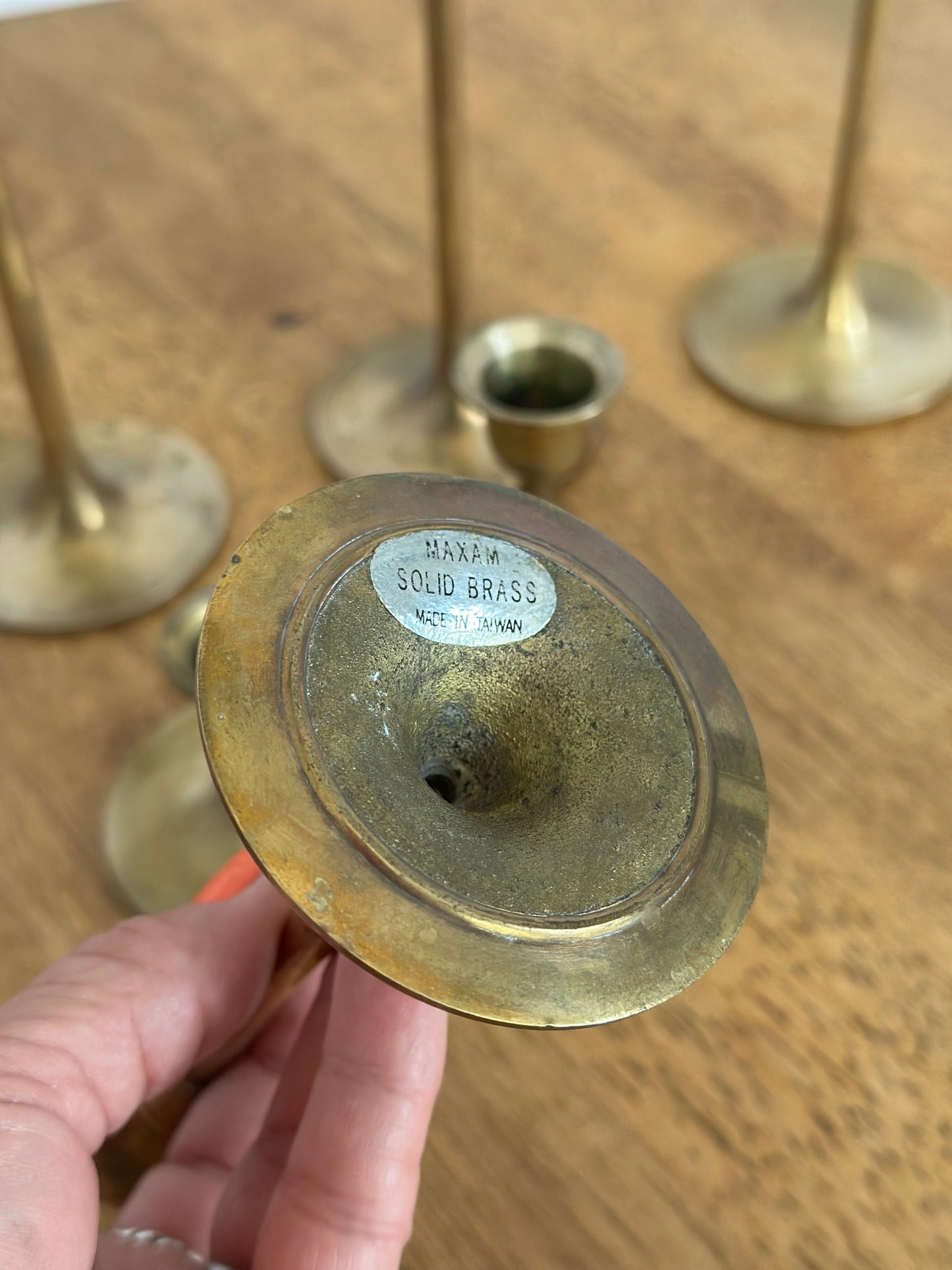 Vintage Brass Candle Holder Set (6)