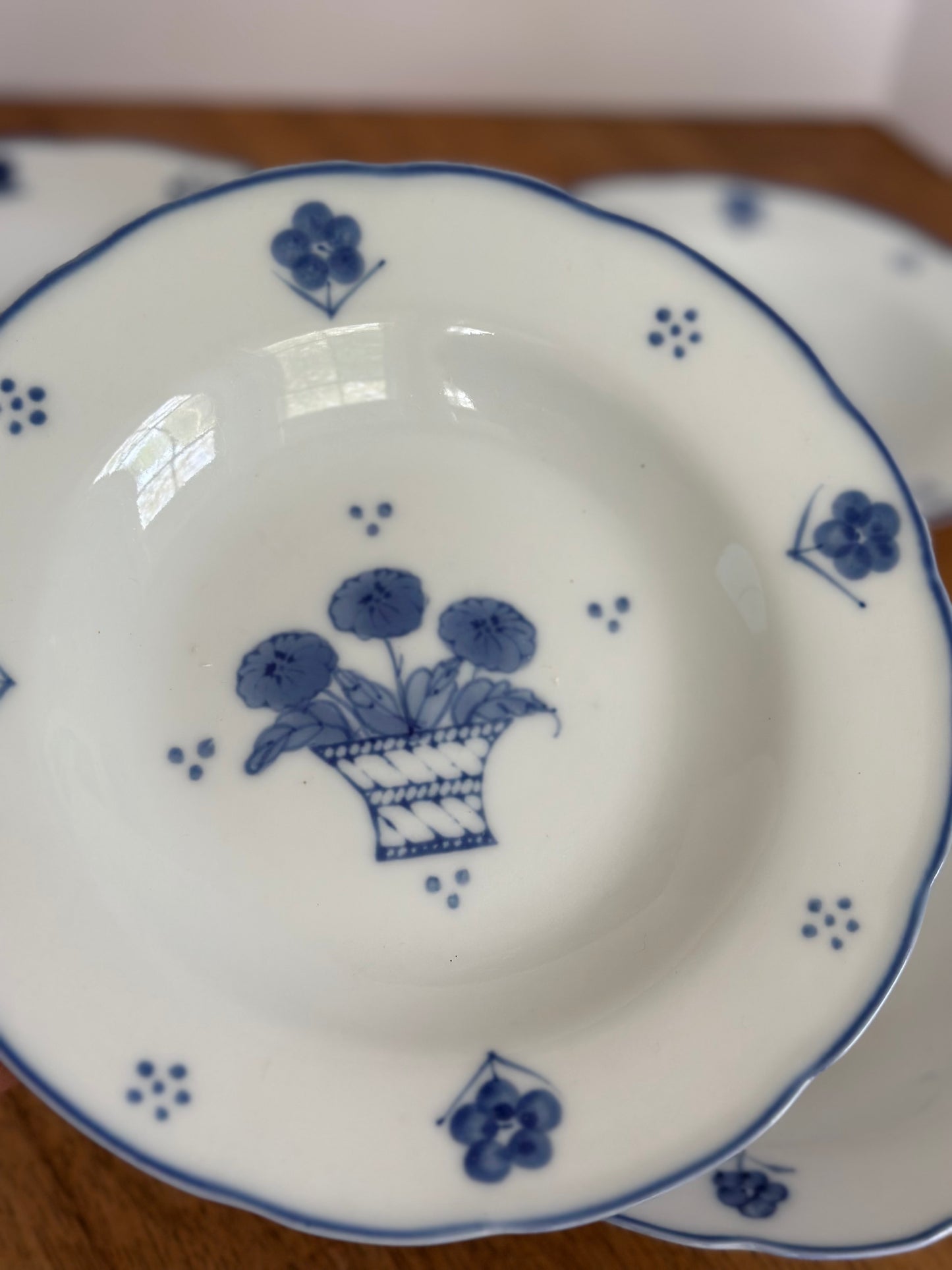 Vintage Blue & White Floral Bowls (7)