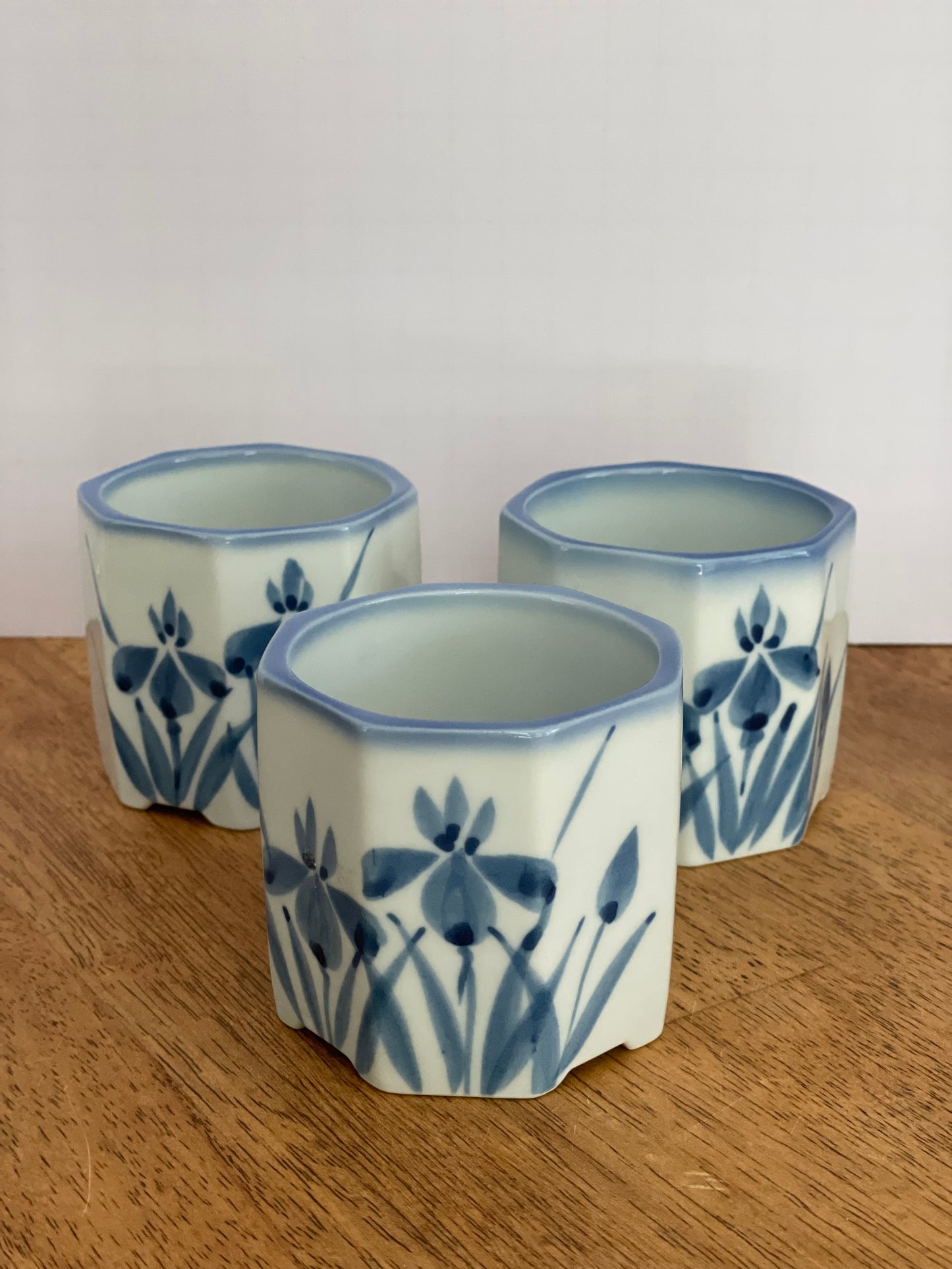 Set 3 Blue & White Japanese Tea Cups