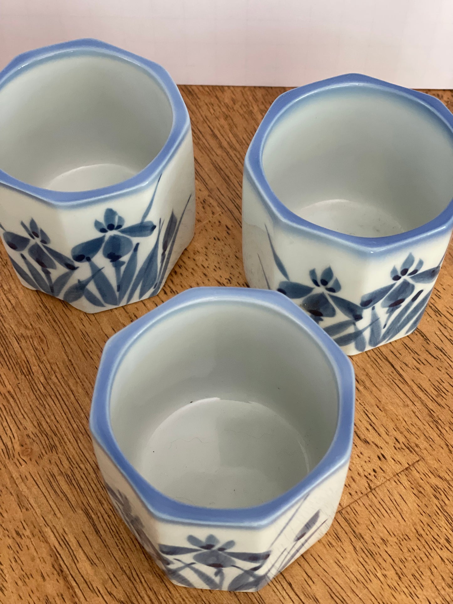 Set 3 Blue & White Japanese Tea Cups