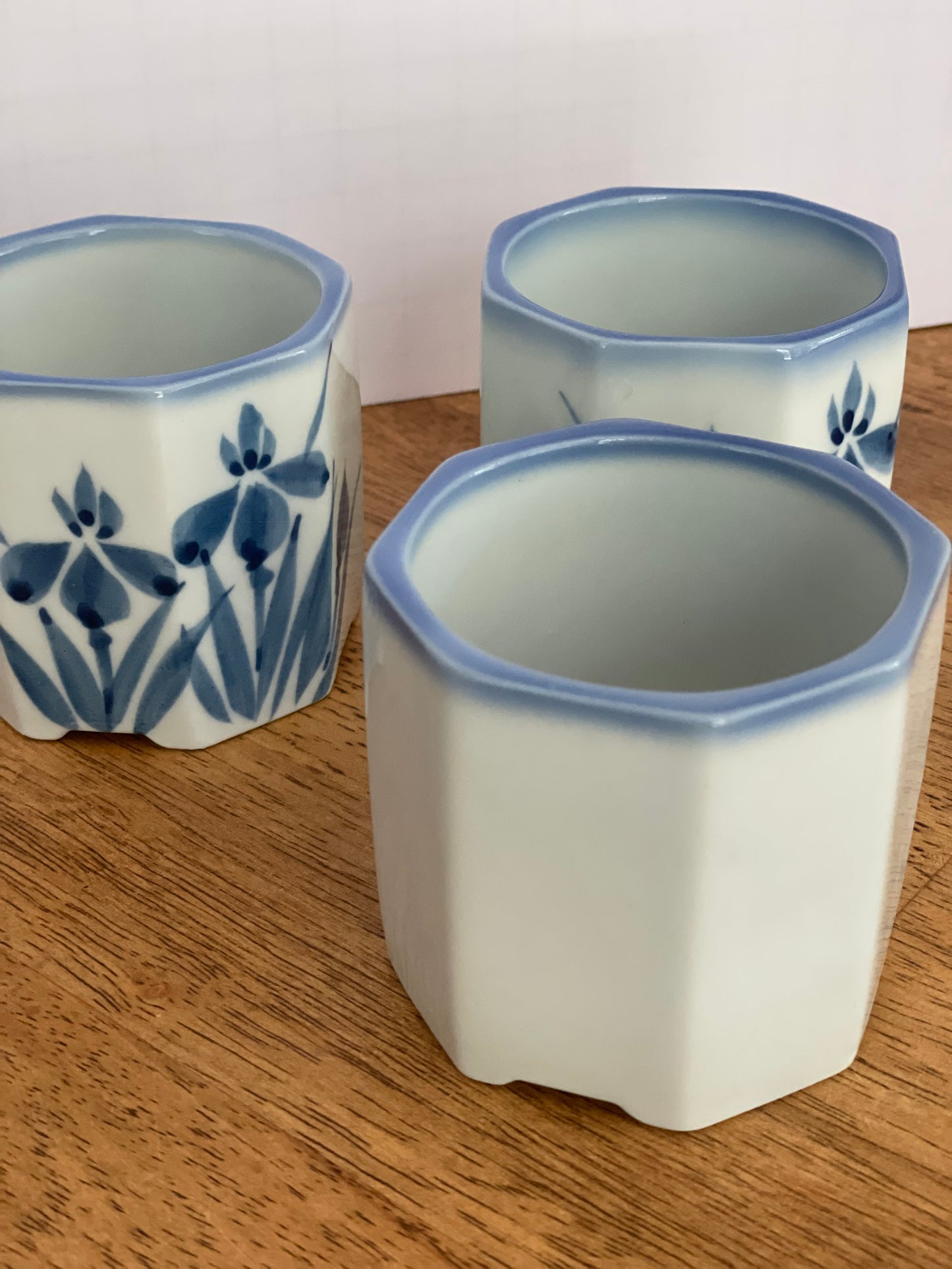 Set 3 Blue & White Japanese Tea Cups