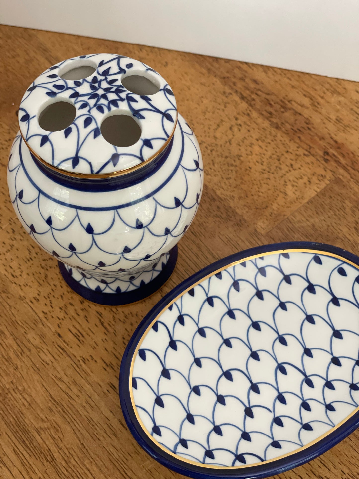 Blue & White Toothbrush Holder-Soap Dish
