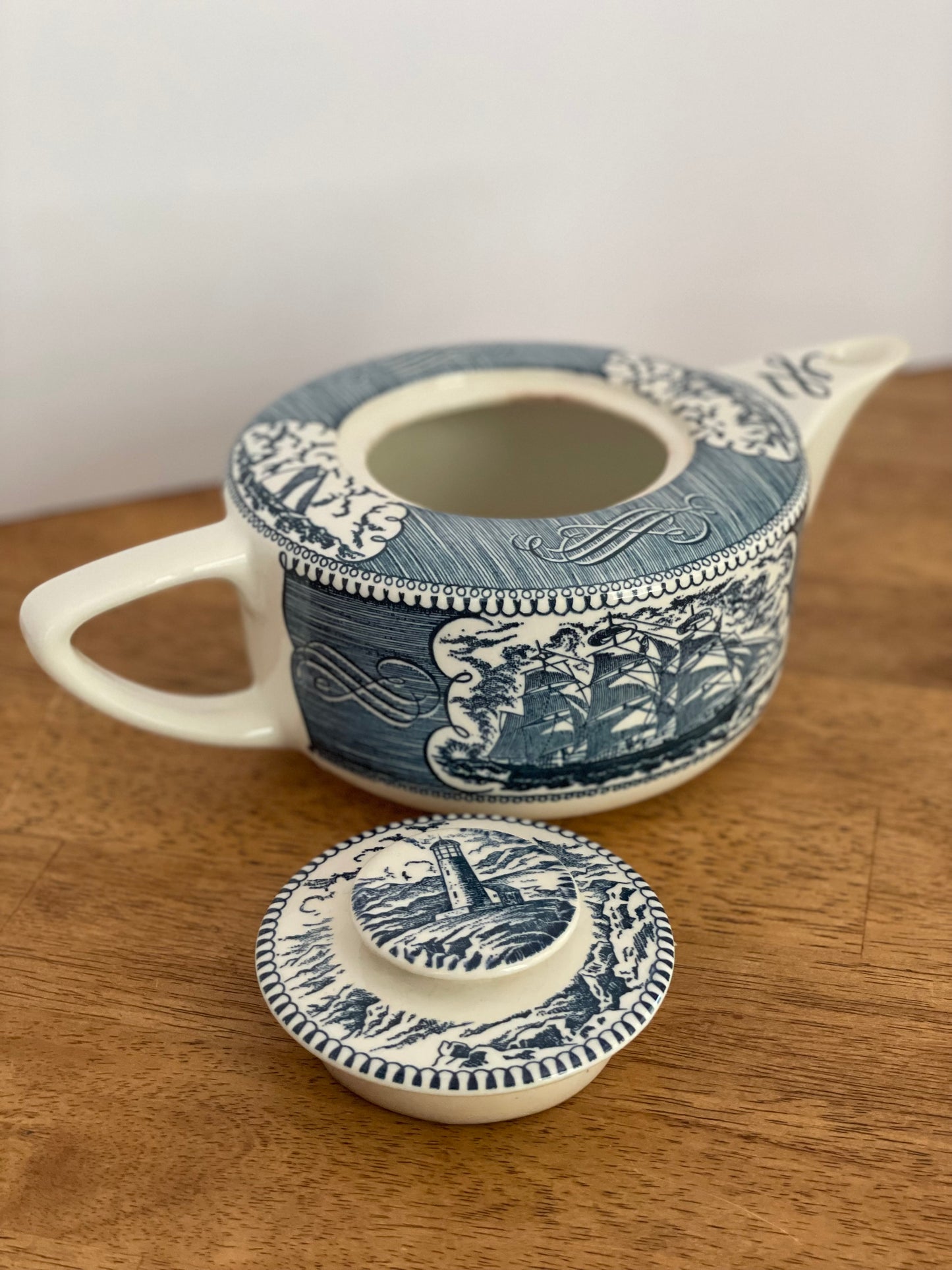 Currier & Ives Nautical Teapot