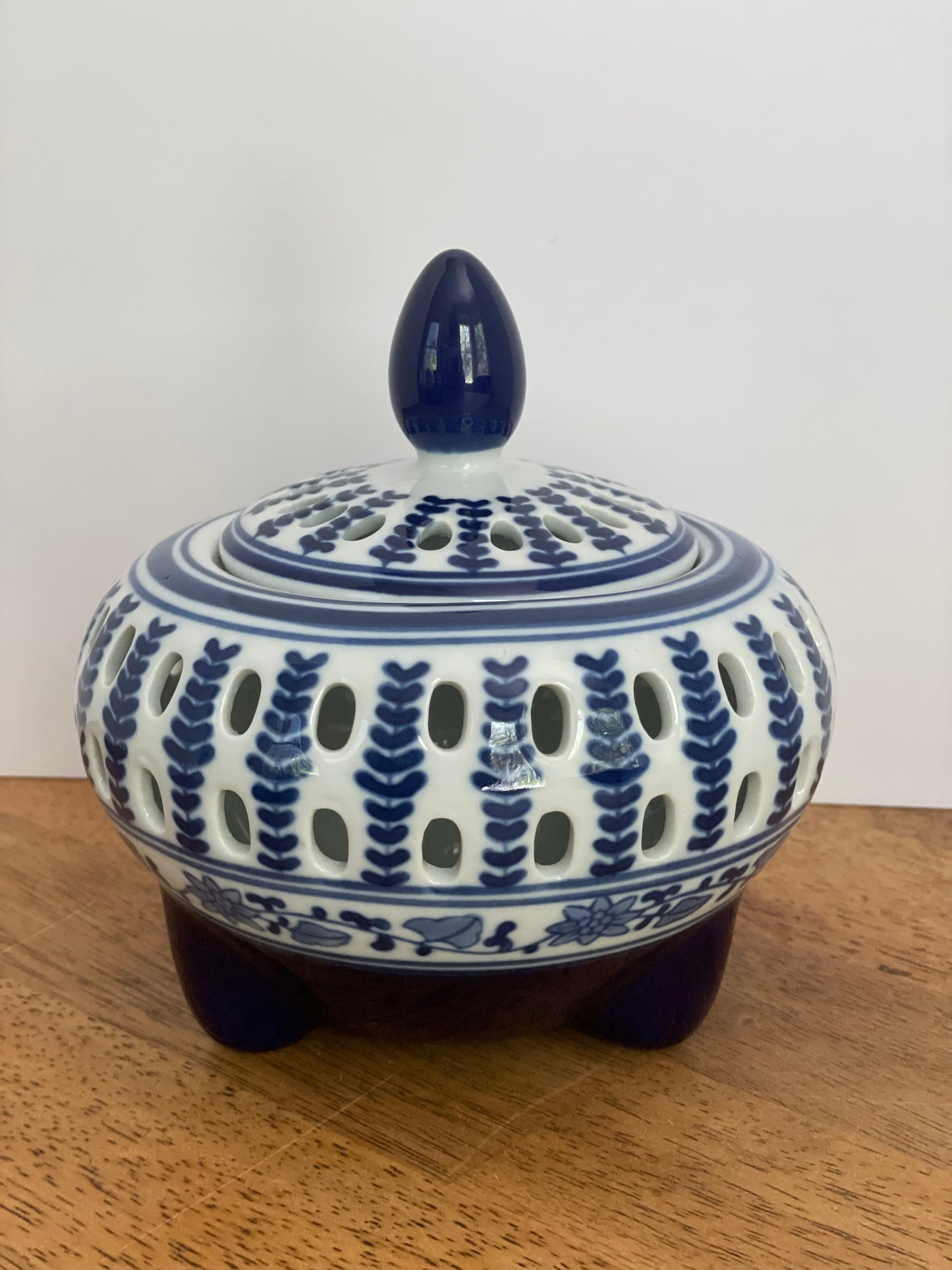 Bombay Blue & White Porcelain Potpourri Bowl