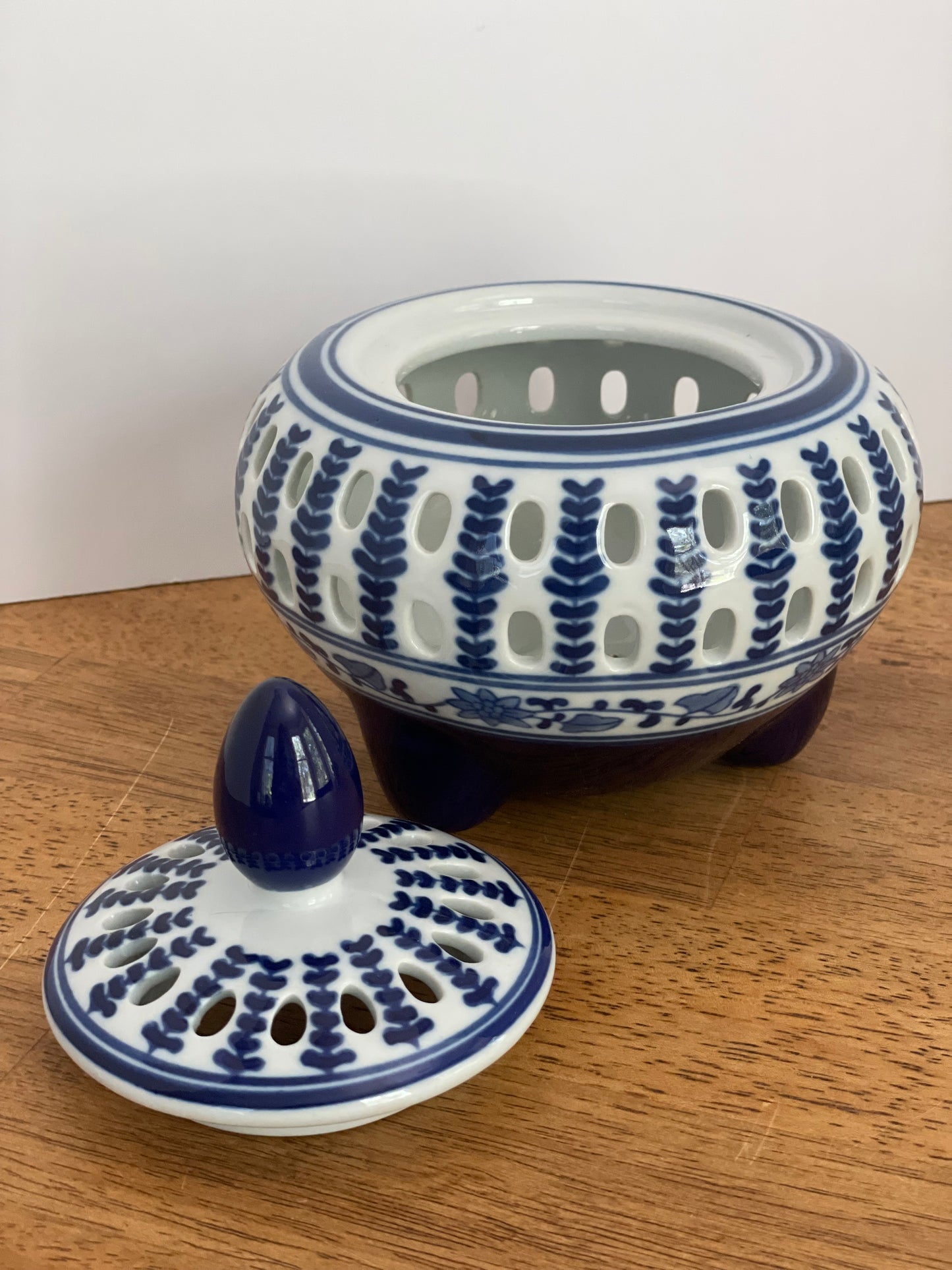 Bombay Blue & White Porcelain Potpourri Bowl