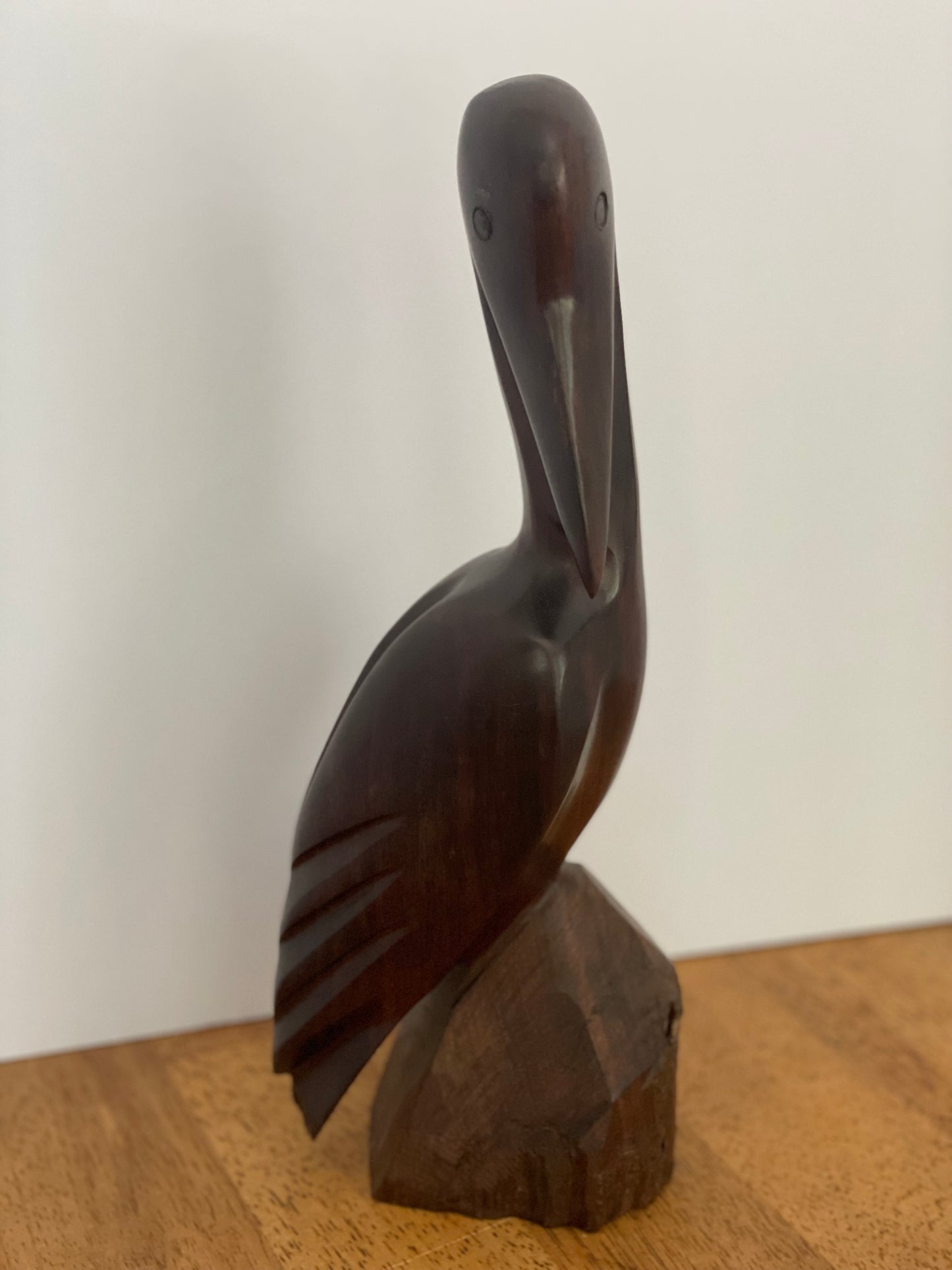 Hand Carved Wood Pelican Sculpture