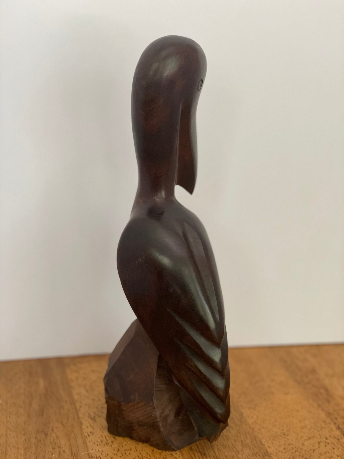 Hand Carved Wood Pelican Sculpture