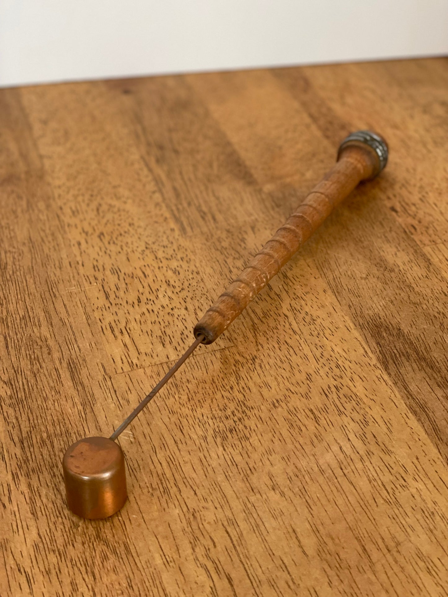 Vintage Primitive Wood/Copper Candle Snuffer