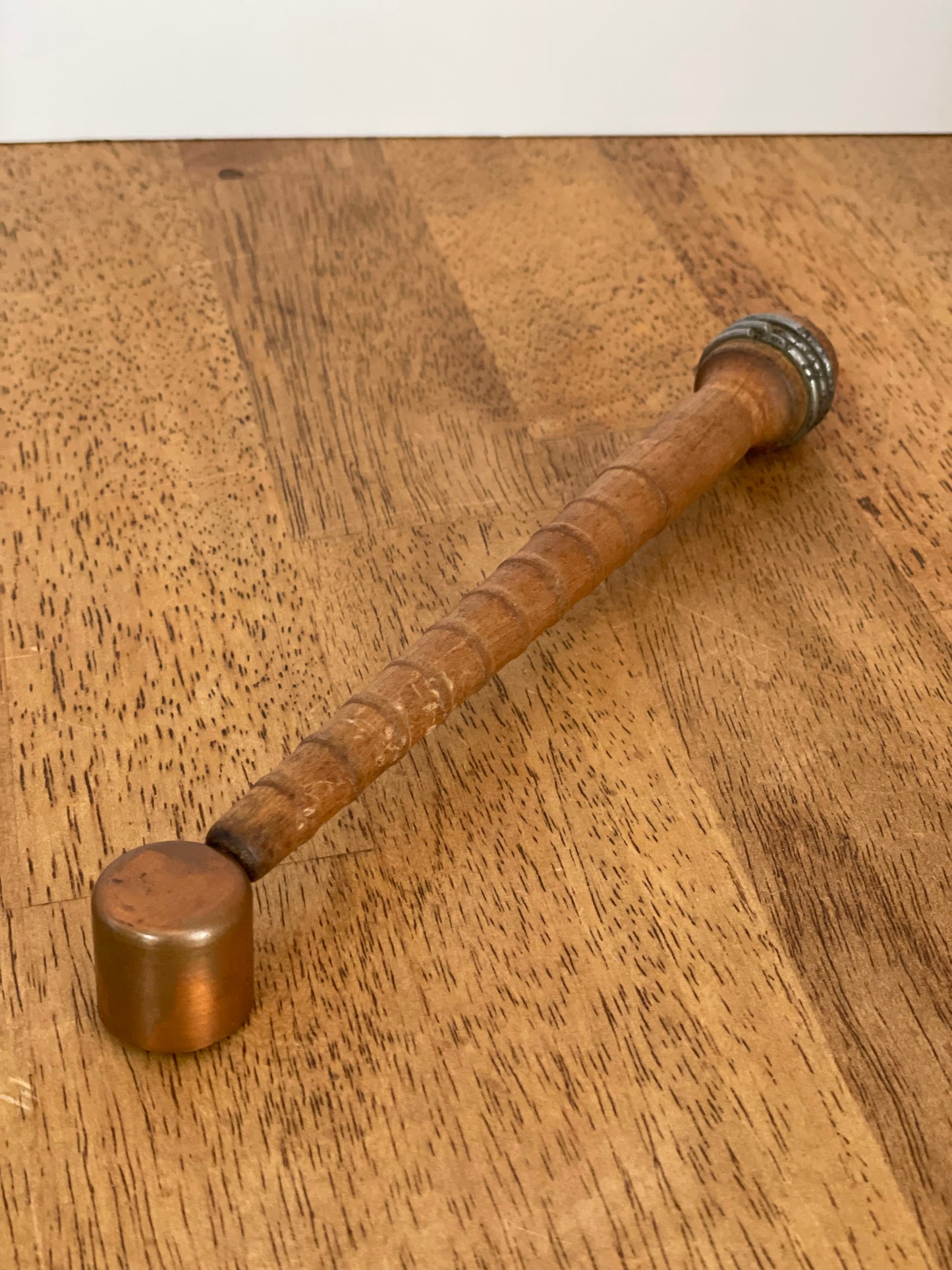 Vintage Primitive Wood/Copper Candle Snuffer