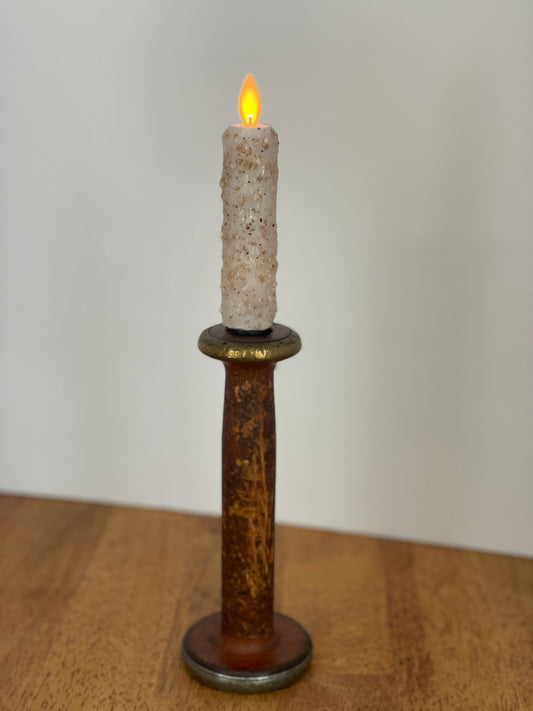 Primitive English Wooden Spool Flameless Candle