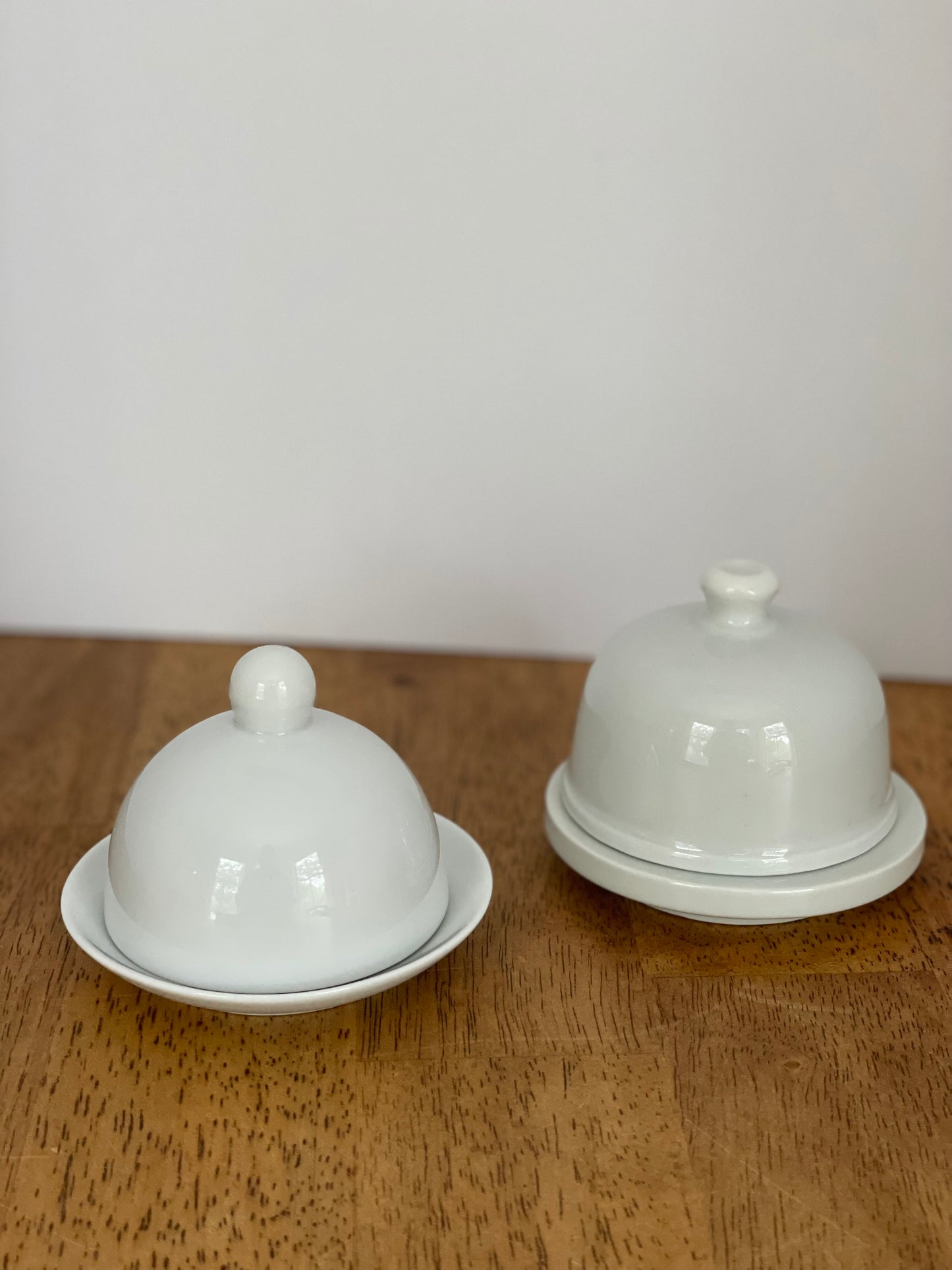Set 2 White Butter Pat Dish/ButterBell