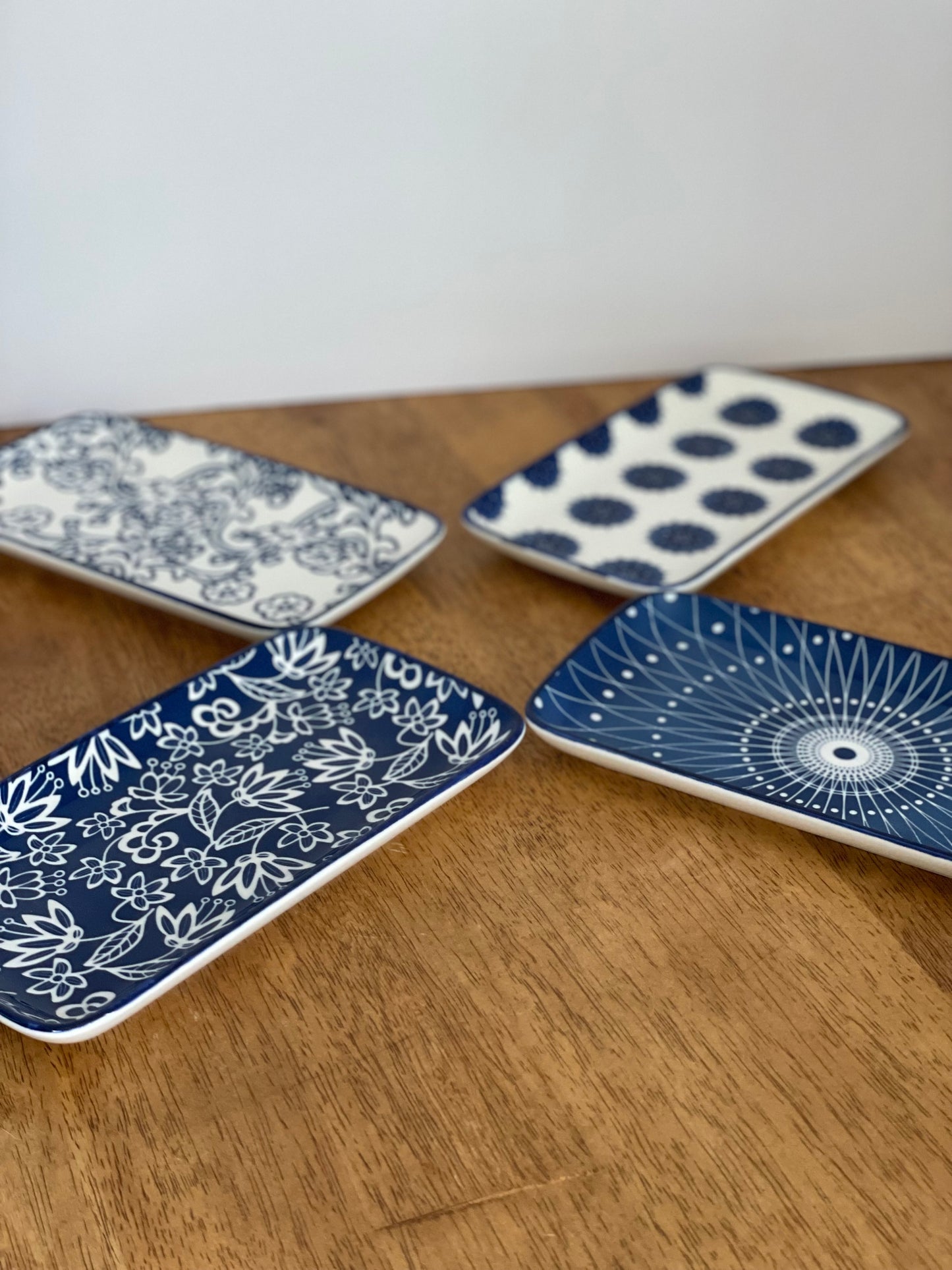 Blue & White Ceramic Decorative Dish Trays (4)