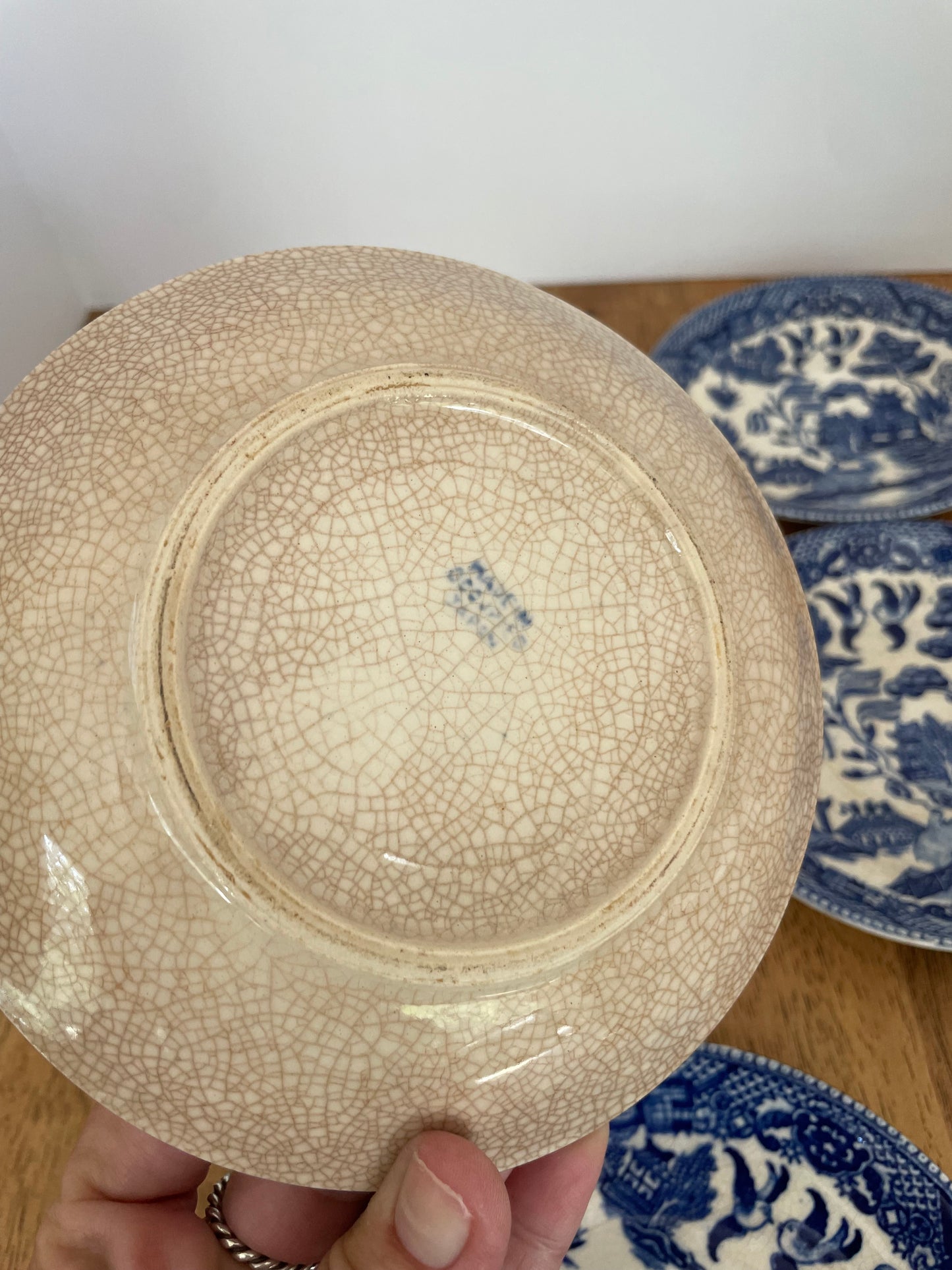 Vintage Japan Blue & White Saucer Set (5)