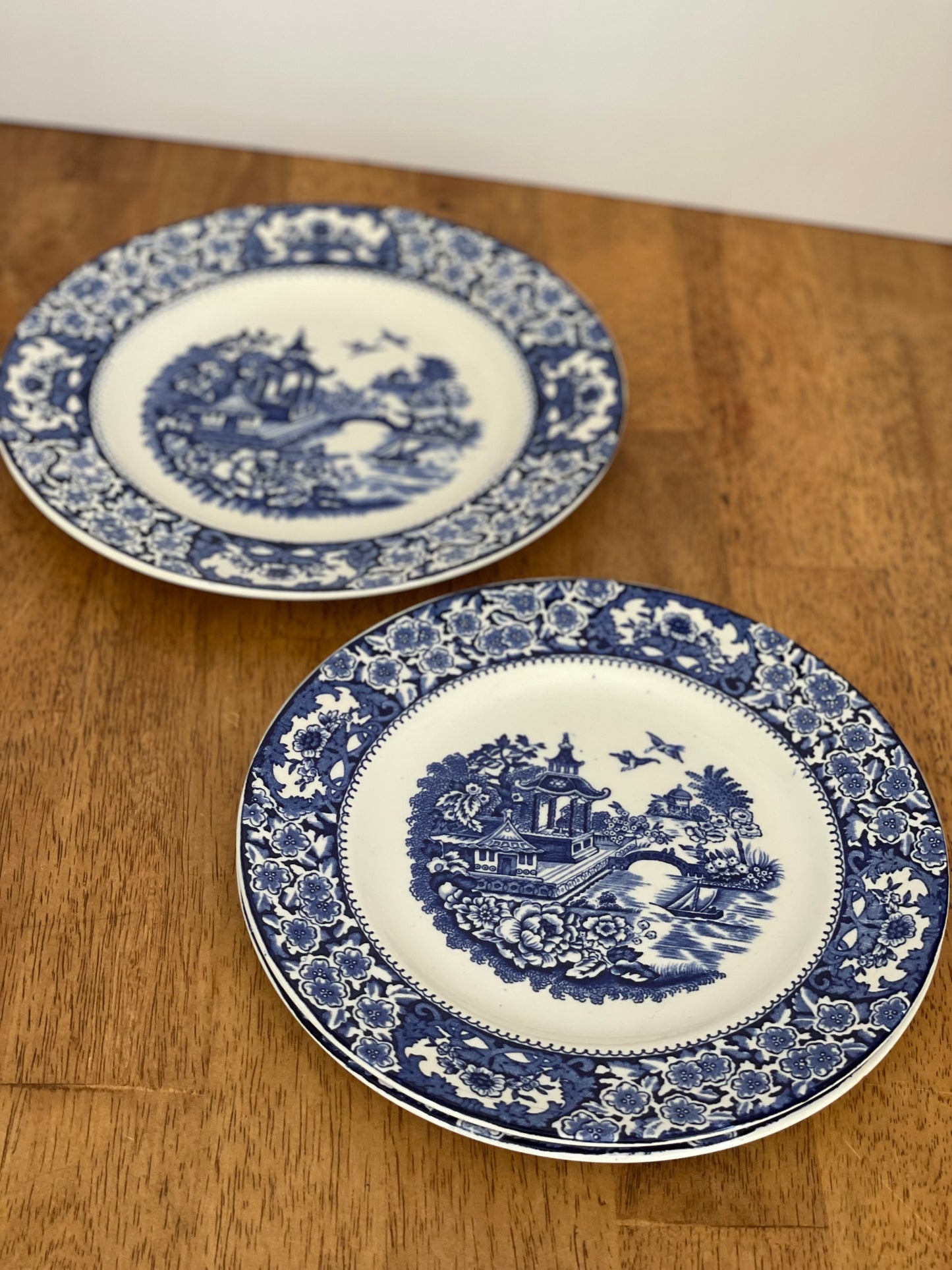 Vintage Swinnertons Olde Alton Ware Blue Pagoda Plates (3)