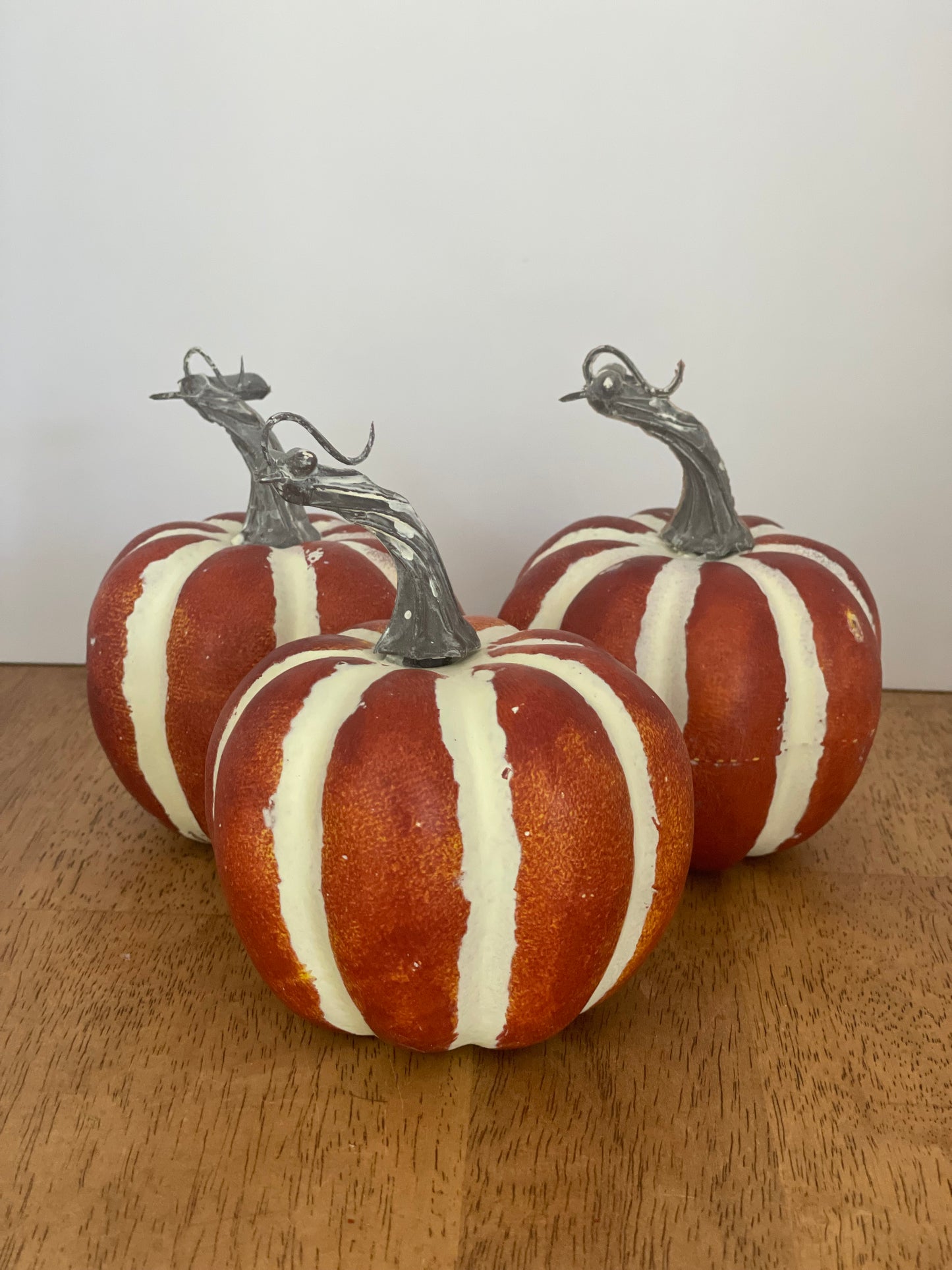 Orange Stripe Faux Pumpkin Set (3)