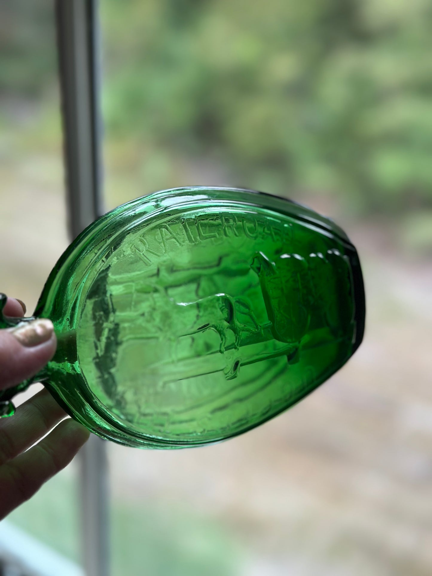 Vintage Green Glass Railroads Bottle