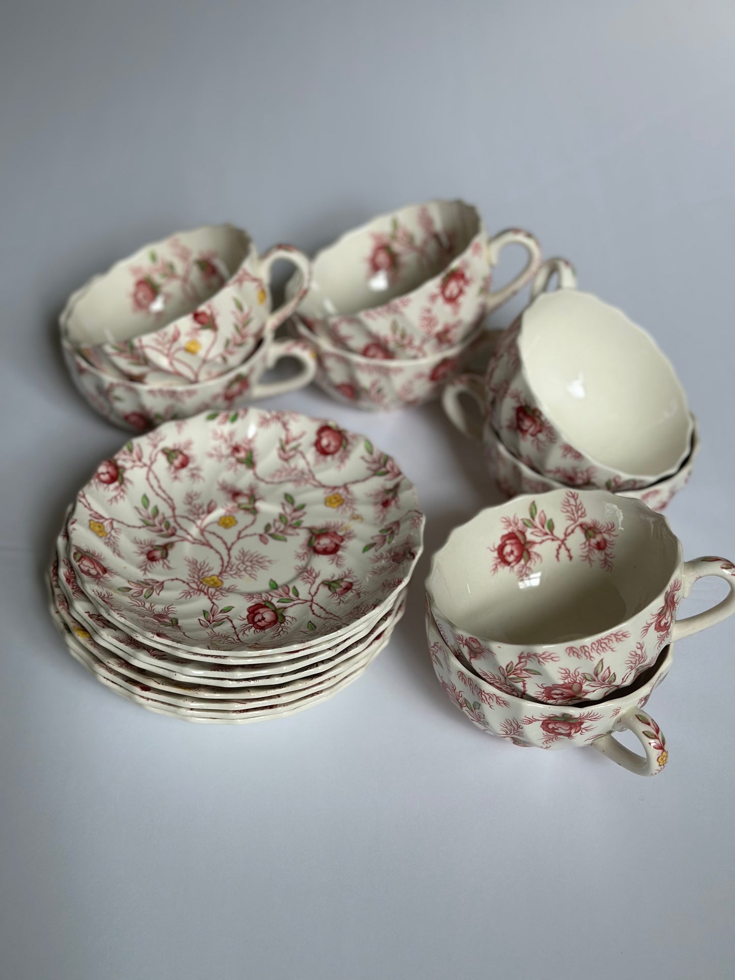 Vintage Copeland Spode Rosebud Chintz Teacup Saucer Set