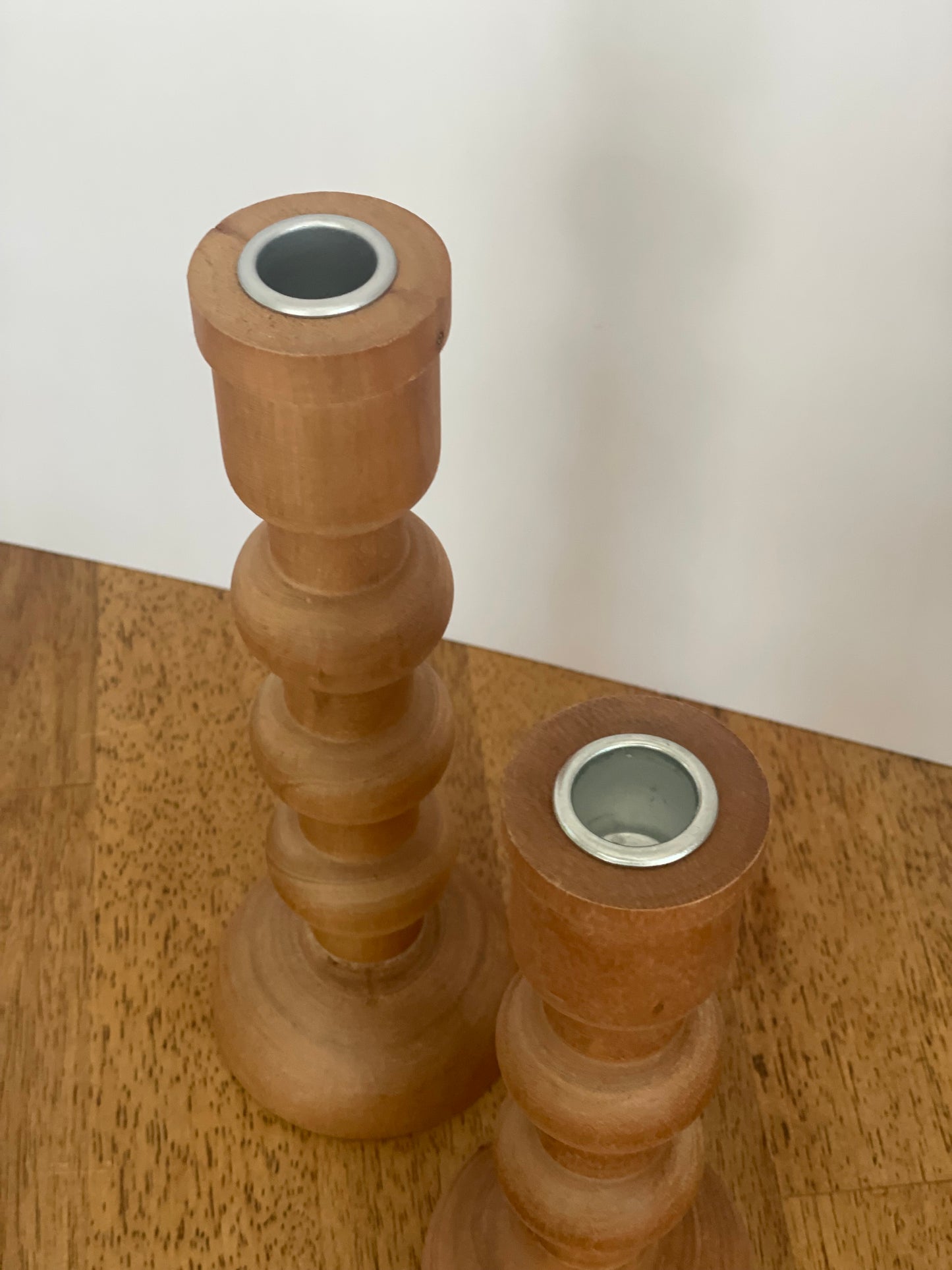 Wood Taper Candle Holder Set (2)