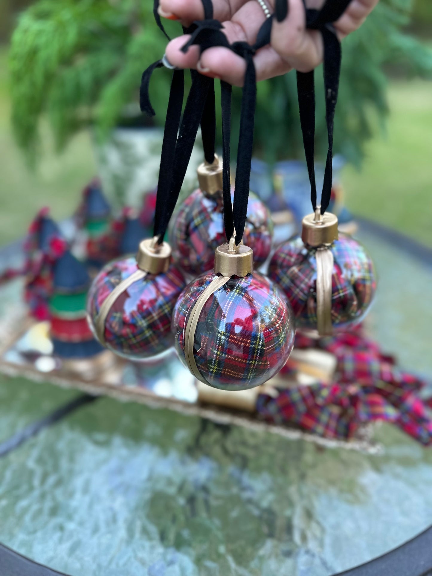 Plaid Collection-Clear Plaid Ball Ornament