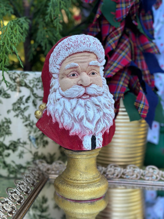 Hand Painted 9" Santa Bust