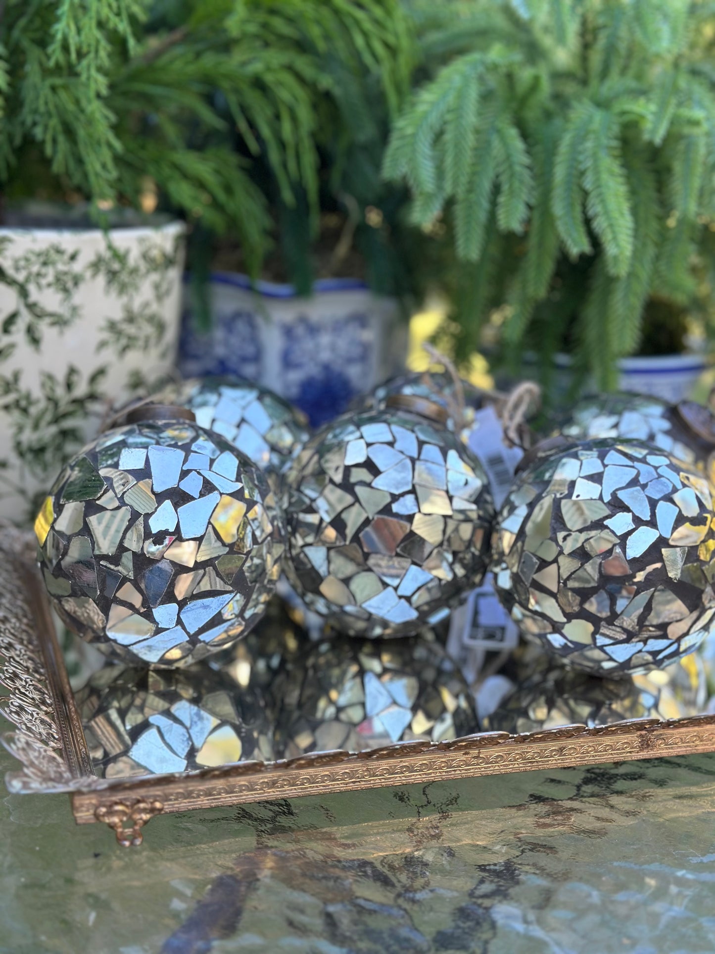 4" Crackle Glass Ball Ornament