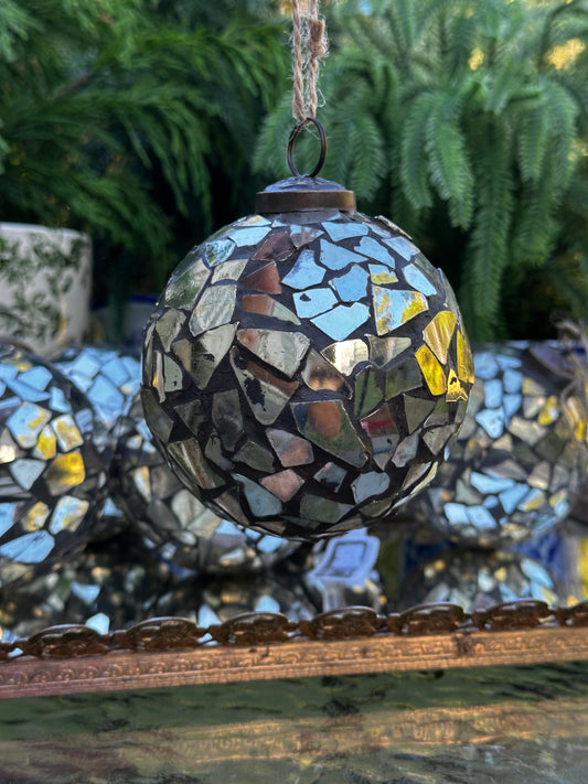 4" Crackle Glass Ball Ornament