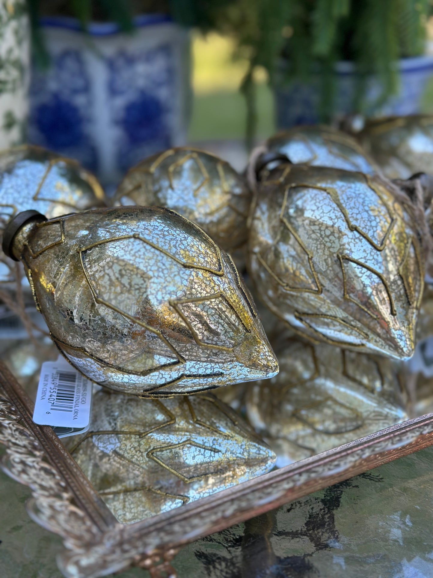 5.5" Antique Glass Finial Ornament