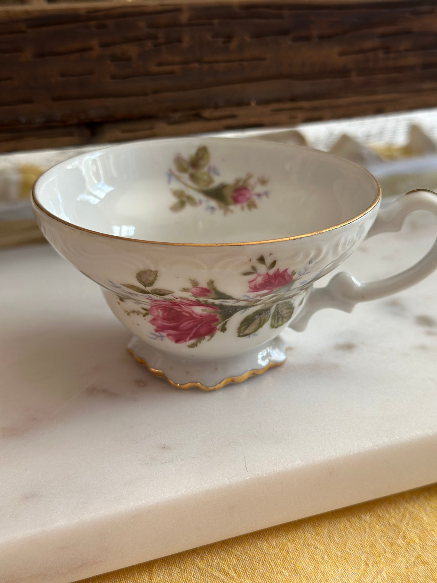 Vintage Porcelain Rose Floral Teacups - Set of 2