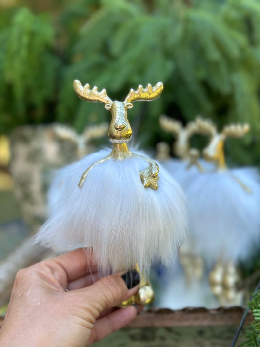 Decorative Gold Furry Moose Figurine-Star