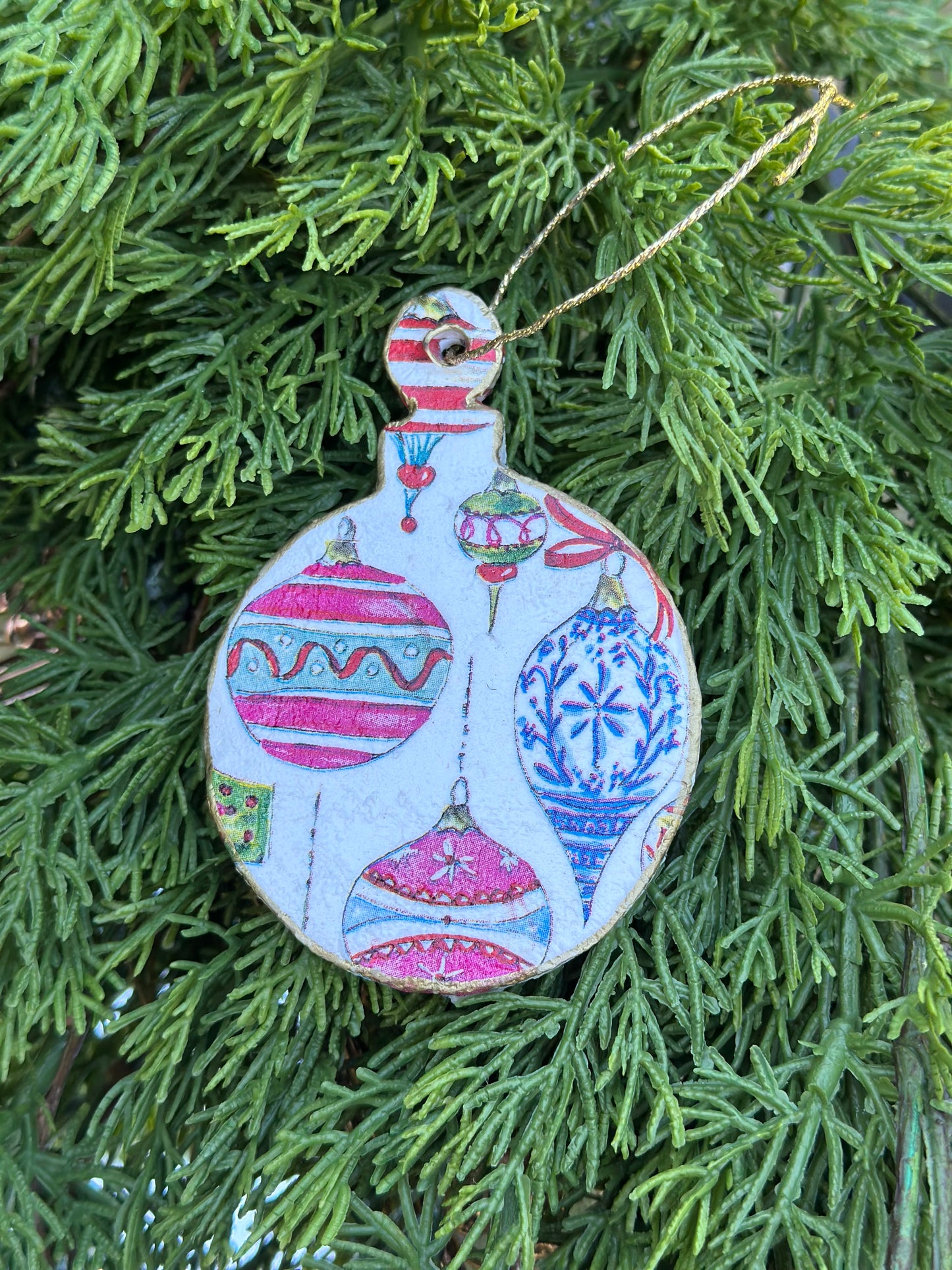 Handmade Blue Floral Christmas Ornament Set (6)