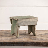 Green Distressed Wooden Stool Riser