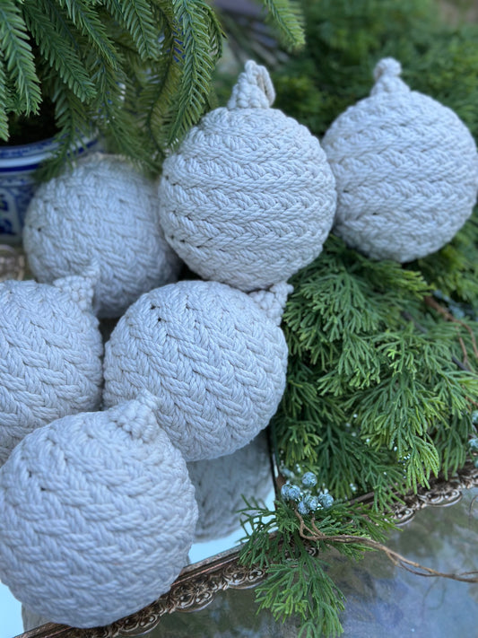 4" Braided Cotton Ball Ornament