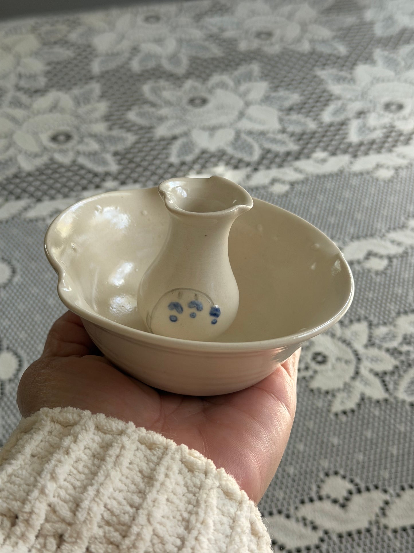 Vintage White Ceramic Flower Frog