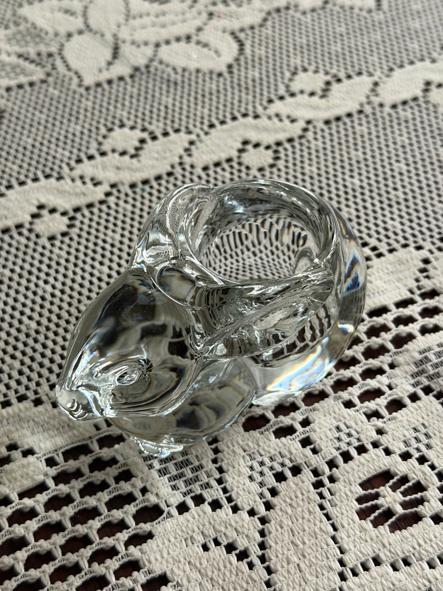 Glass Bunny Rabbit Tea Light Holder