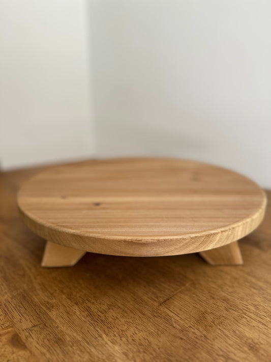 Large Naural Round Wood Riser 15"
