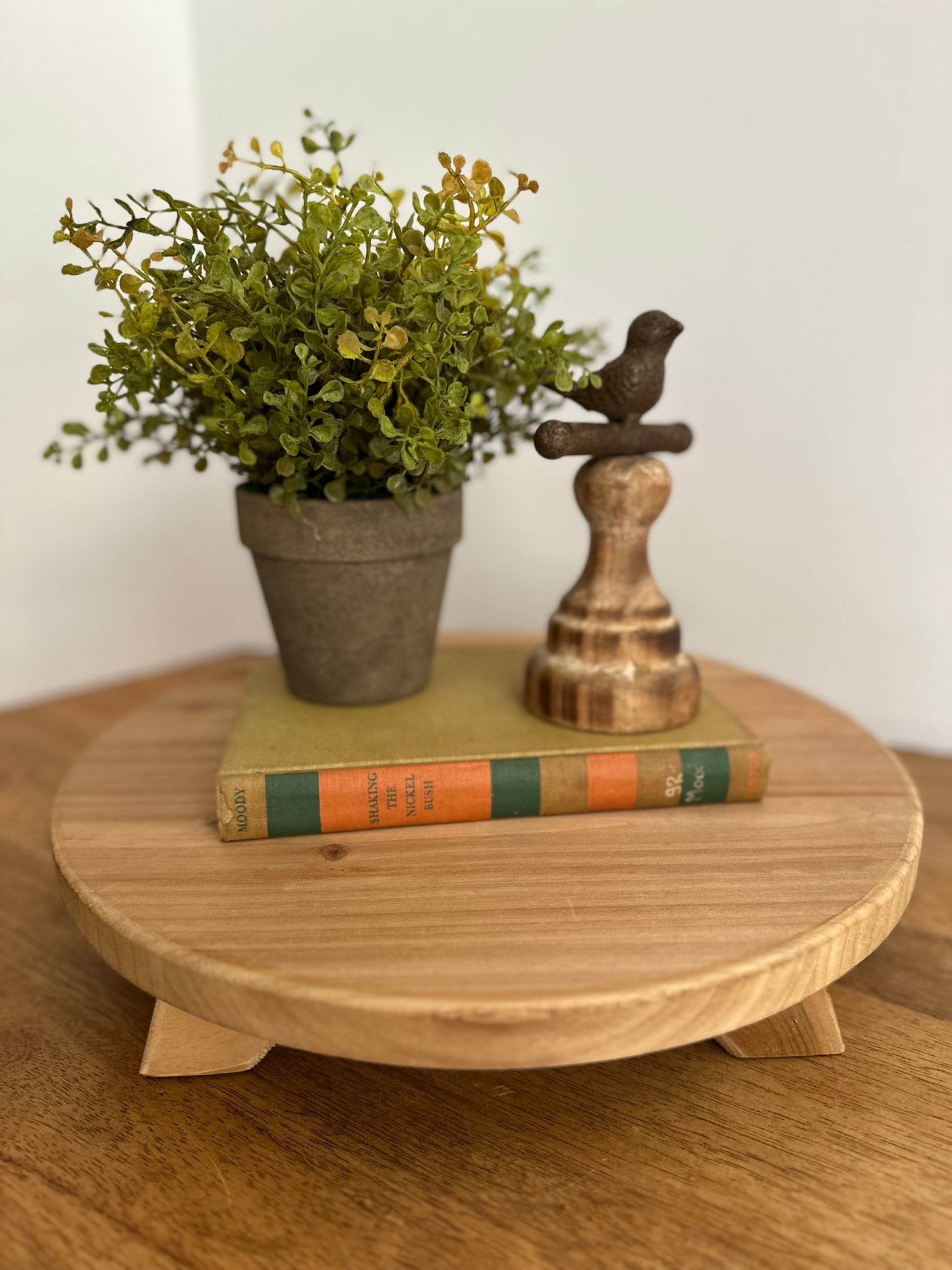 Large Naural Round Wood Riser 15"