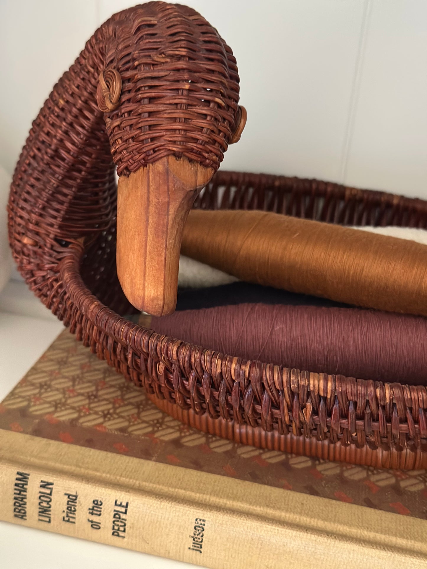 Vintage Wicker Duck Basket