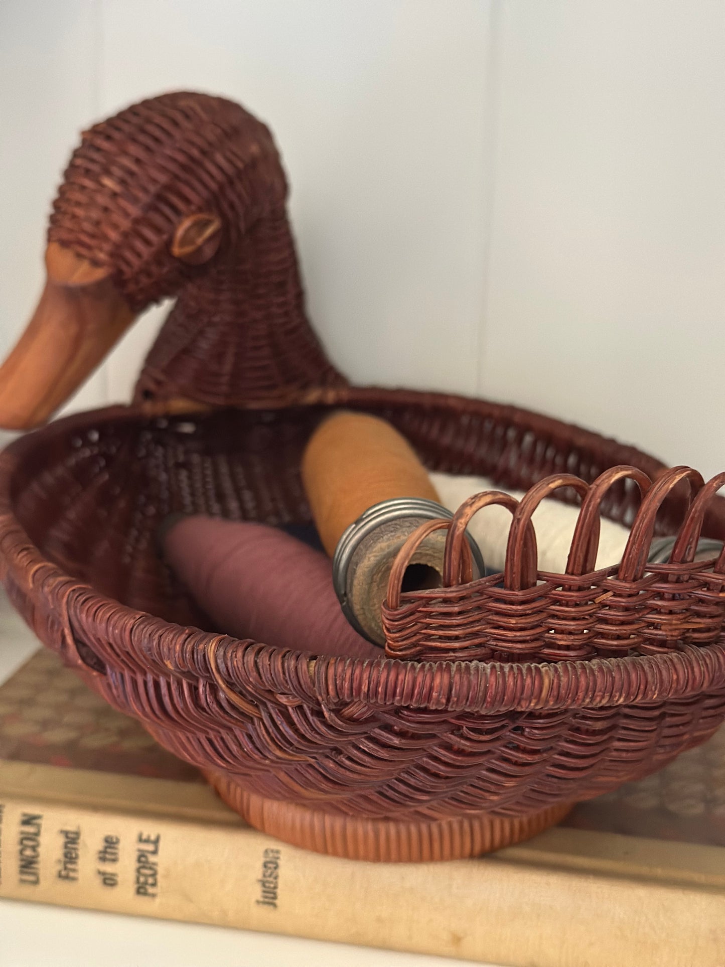Vintage Wicker Duck Basket