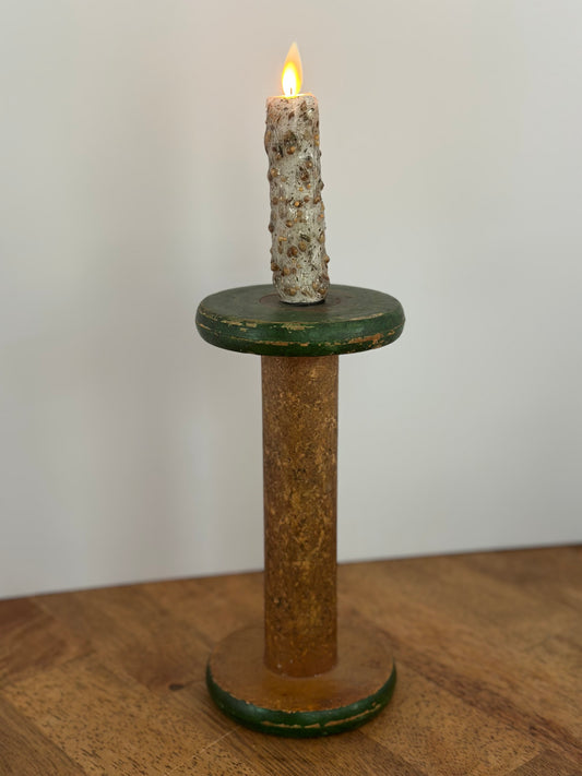 Primitive English Wooden Spool Flameless Candle