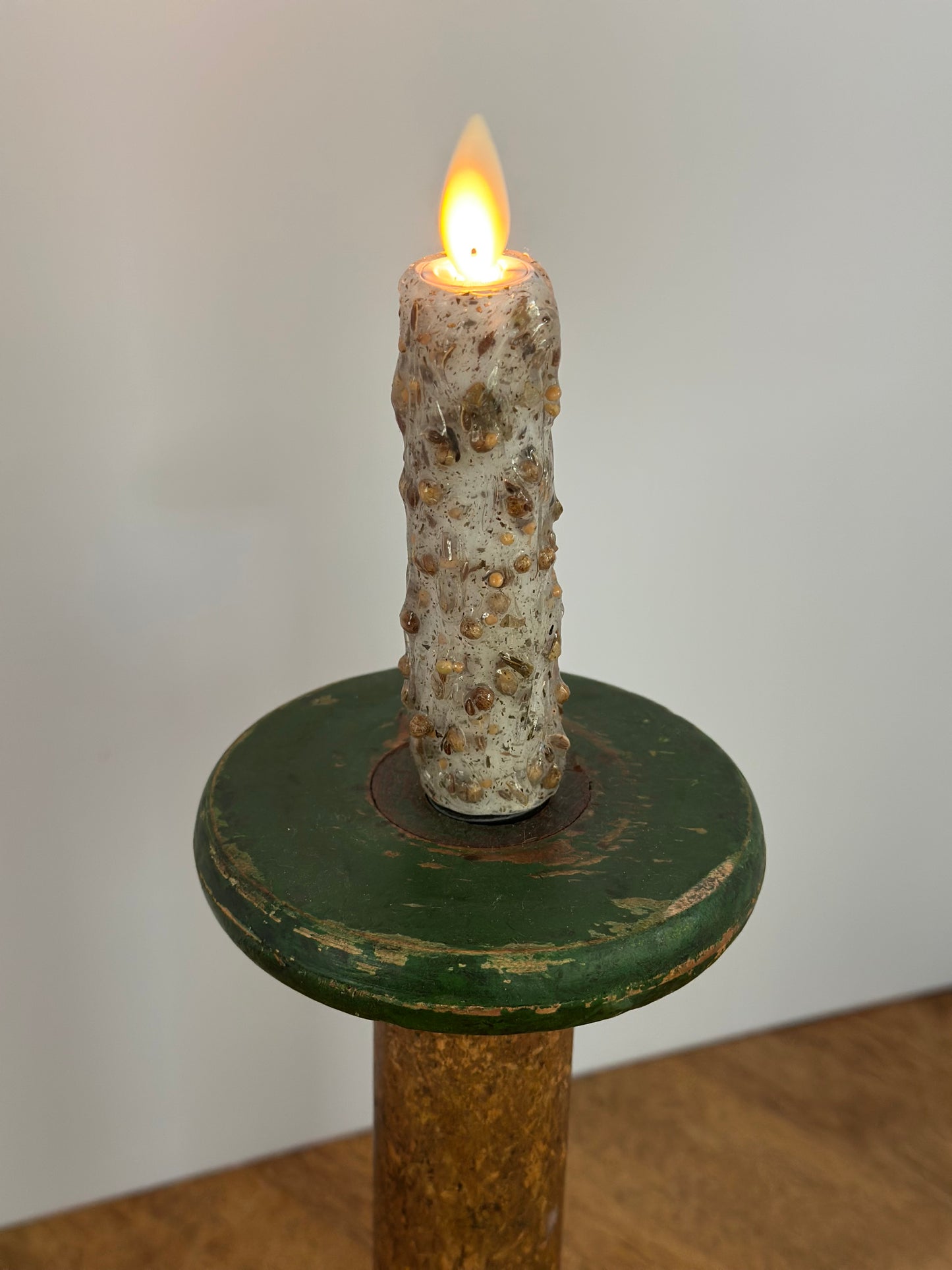 Primitive English Wooden Spool Flameless Candle