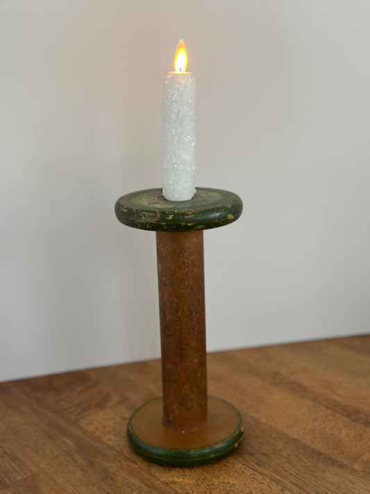 Primitive English Wooden Spool Flameless Candle