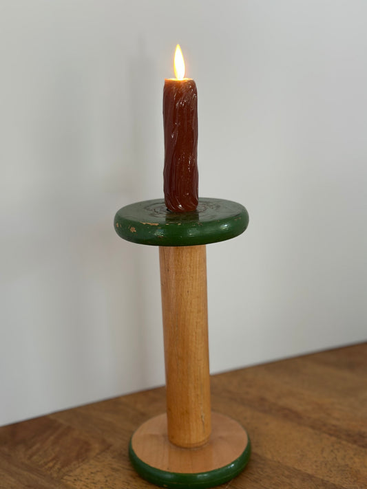 Primitive English Wooden Spool Flameless Candle