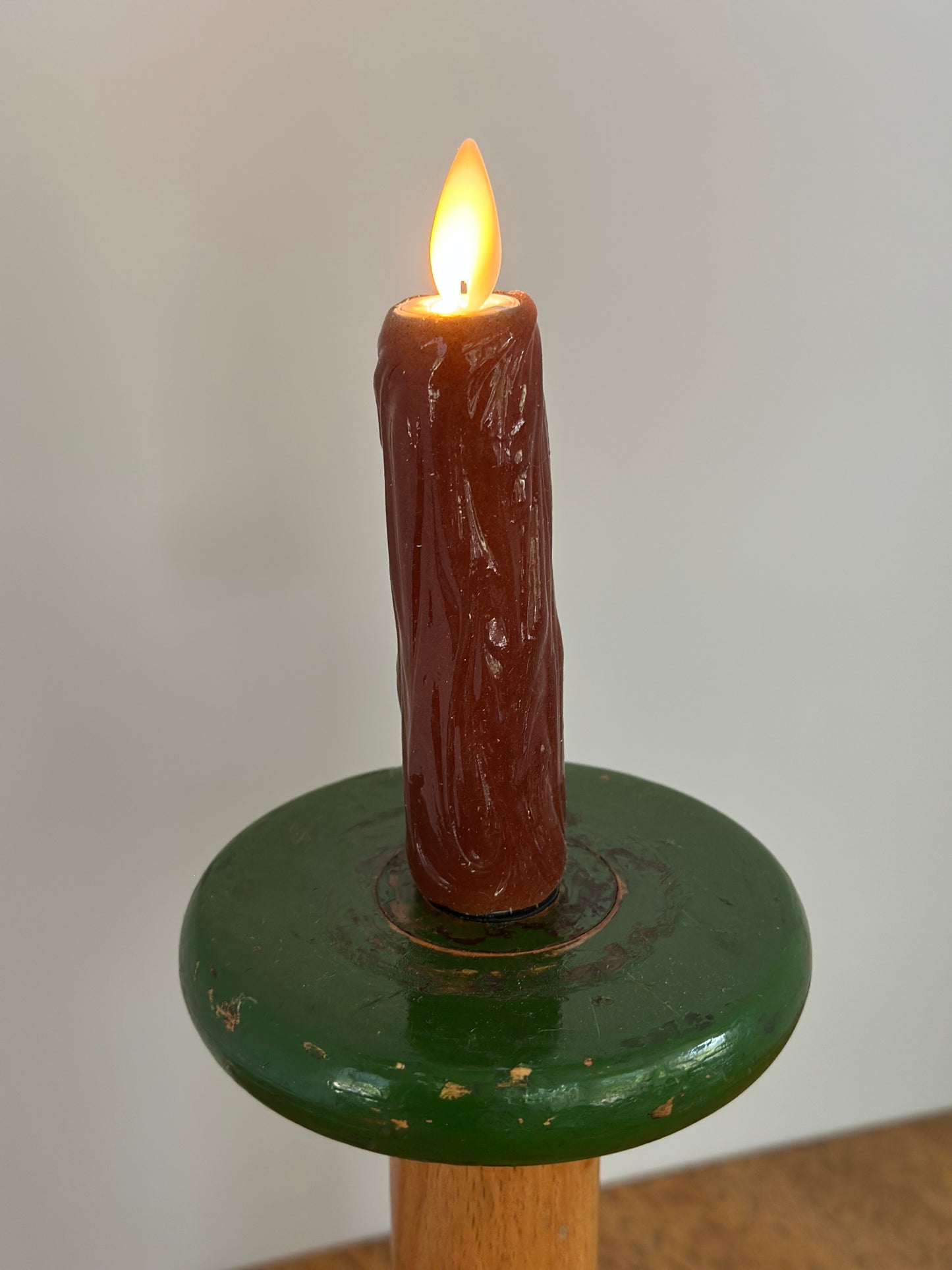 Primitive English Wooden Spool Flameless Candle