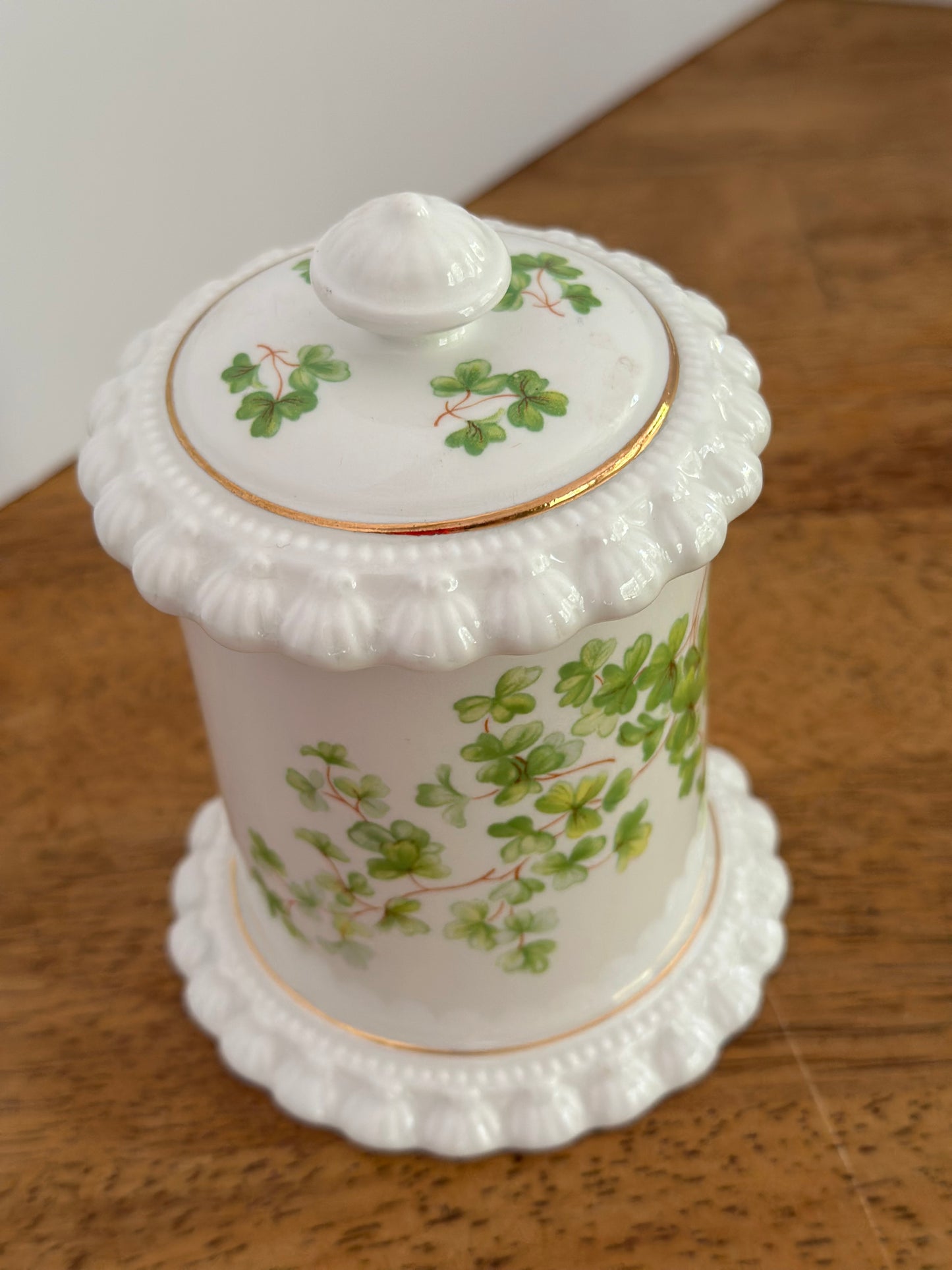 Elizabethan Green Floral Bone China Lidded Jar