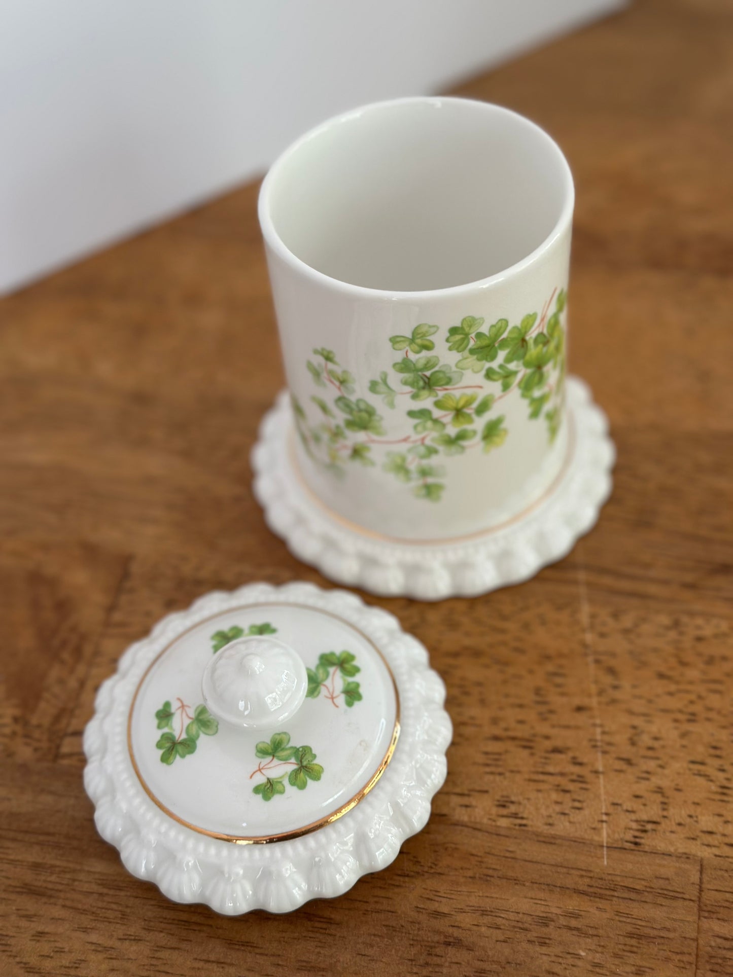 Elizabethan Green Floral Bone China Lidded Jar