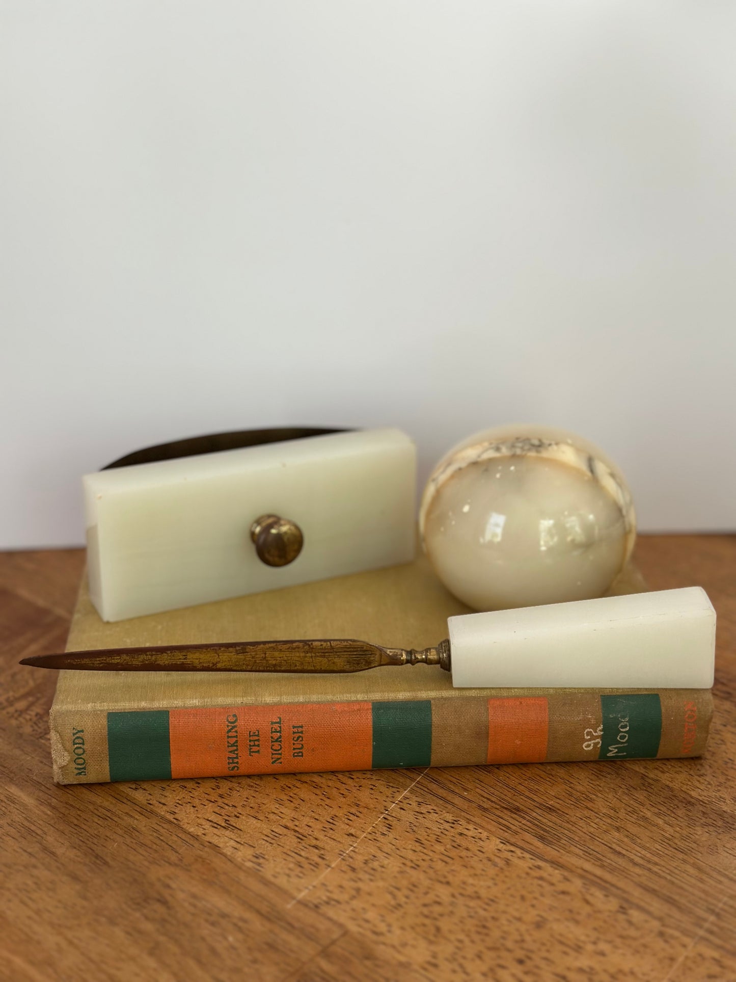 Vintage Marble & Brass Desk Set