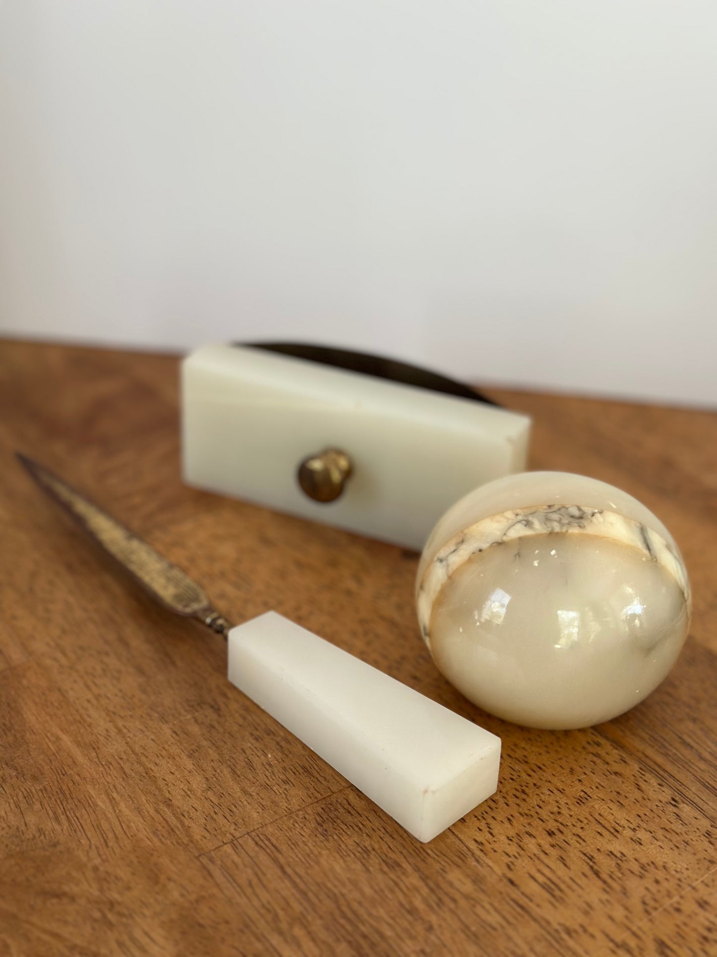 Vintage Marble & Brass Desk Set