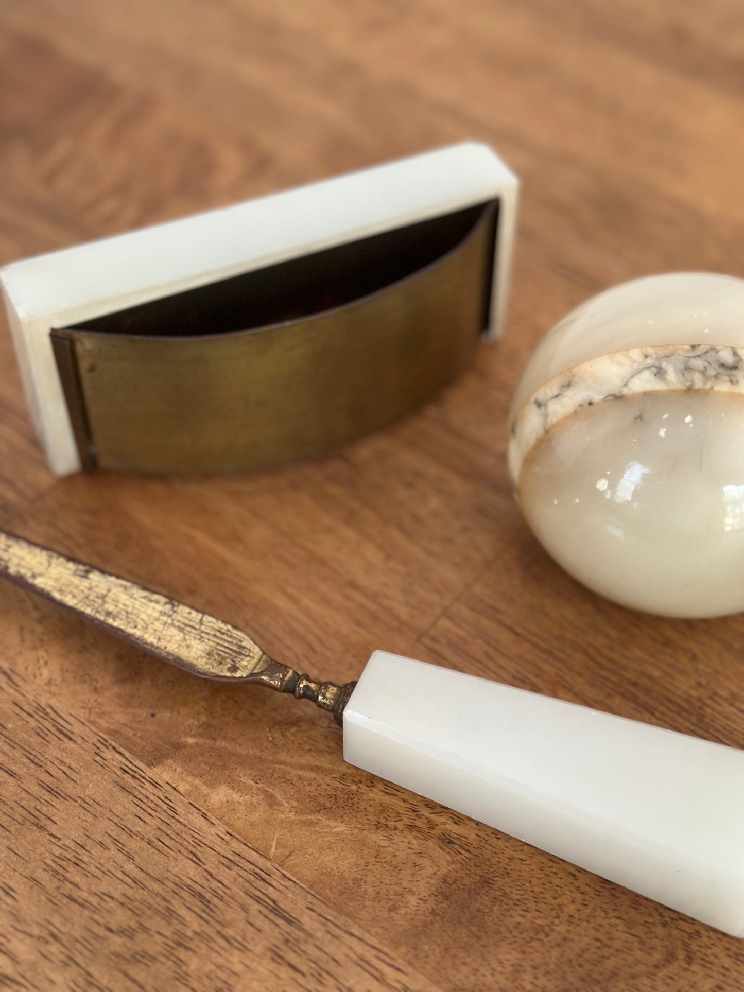 Vintage Marble & Brass Desk Set